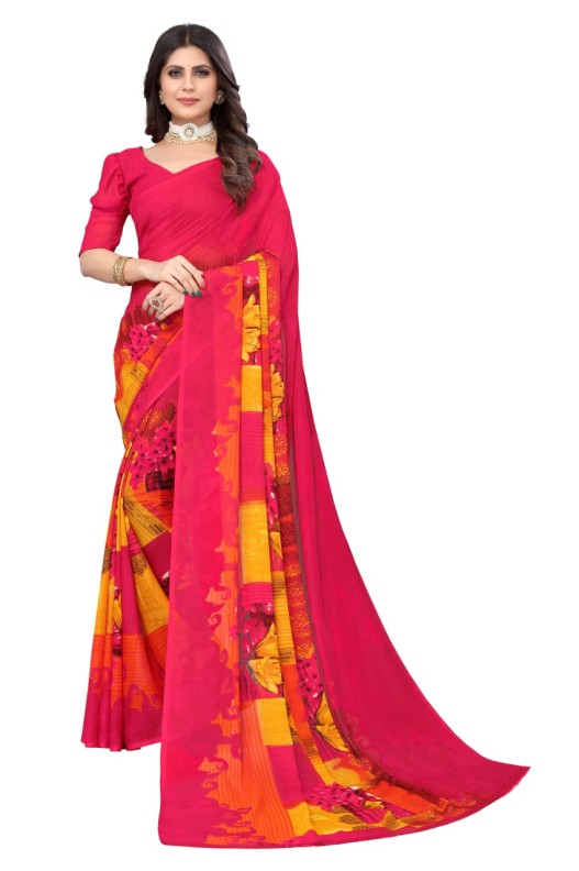 Fancy Georgette Printed Saree With blouse
